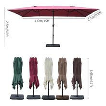 GYYDXXFC Outdoor 3 - Headed Rectangular Umbrella, Patio Umbrella, Patio Umbrella With Base,Windproof And Sunshade For Deck, Backyard(Beige)