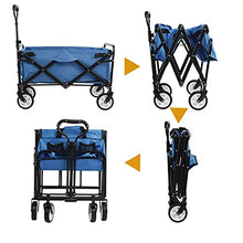 Camping Wagon Outdoor Utility Wagon Garden Trolley Carts Folding Garden Beach Shopping Camping Cart Easy Set Up (Black One Szie)