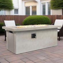 61 Inch Propane Gas Fire Pit Table, 60000 BTU Rectangular Concrete Patio Fireplace with Lid, Hidden Tank Holder, Side Storage, Electronic Ignition, Outdoor Heating Table for Backyard