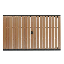 Flash Furniture Lark Outdoor Steel Dining Table with Umbrella Hole - Faux Teak Poly Slatted Top - Commercial Grade Table-Black Frame-30x48 Table Seats up to 4 Adults