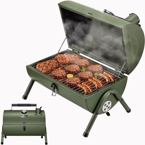 RENJJPBO Portable Charcoal Grill, Multifunctional Metal Small Barbecue Smoker, Suitable for Outdoor Hiking and picnics (A)