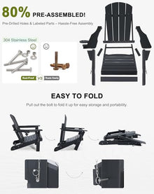 ABCPATIO Set of 6 Adirondack Chair HDPE Cup Holders Heavy Duty Patio Black