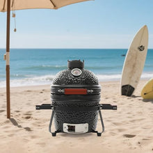 lizponaza 13 Inch Ceramic Charcoal BBQ Grill & Smoker Outdoor Portable Grill, Versatile Grill for Baking, Grilling, Broiling with 50-800°F Temperature Range & Integrated Gauge for Patio, Backyard
