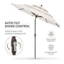 Treasure Garden 11ft Double Wind Vent Patio Umbrella – Outdoor Market Umbrella – Deluxe Auto-Tilt – Bronze Aluminum Frame (Sunbrella, Natural)