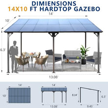 Roomfitters 10x14 Ft Outdoor Pergola Gazebo, Wall-Mounted Lean to Metal Awning Gazebo with Hardtop Roof, Heavy Duty Carport Canopy Shelter for Patio, Gray