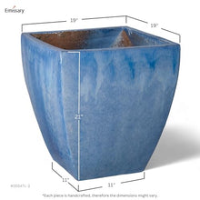 Emissary Square Stoneware Planter Blue 19" x 19" x 21