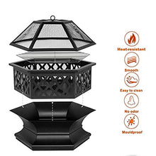 Garden Fire Pit Grill Bowl Grill Barbecue Rack Garden Fire Pit, 3 in 1 Outdoor Fire Pit Table for, Ice Pit, Patio Heater, Metal for Camping Barbecue, 21" X 22" X 28"