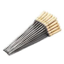 NYTFHMS Skewers Grilling with Wooden Handle, Family Flat Skewer Sticks, Stainless Steel Anti-Slip and Wear-Resistant, Reusable BBQ Accessories,Size_name-200