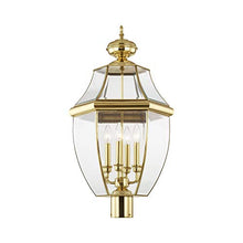 Livex Outdoor Post Light with Clear Beveled Glass Shades Polished Brass