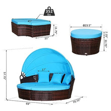 YWMLFZ 4-Piece Rattan Patio Furniture Set,Sunbed with Adjustable Sun Canopy, Sectional Sofa