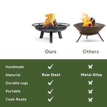 Ember 24" Cooking Fire Pit with Grill Plate Attachment, Wood Burning Fireplace for Backyard Grilling Campfire for Camping, Medium Outdoor Medium Steel Firepit by Good Directions