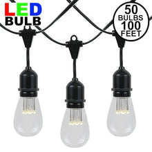 100 Foot S14 Edison Outdoor String Lights, 50 LED Bulbs, Waterproof