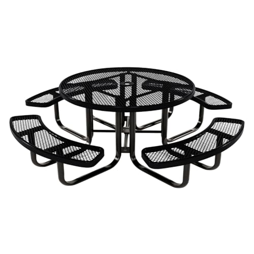COATEDOUTDOORFURNITURE 46In Round Picnic Table, Expanded, Black, Kids