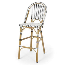 Christopher Knight Home Kinner Outdoor Barstool Black White Bamboo Print Finish
