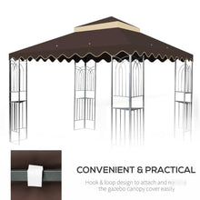 10X10 Ft Outdoor Patio Gazebo Canopy Replacement - Brown. with Sun Resistance. Has Drain Holes & Screen Brown Roof Cover. Protected and Double Tiered Drainage