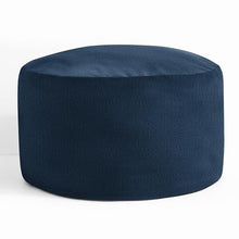 Sorra Home Sunbrella Knife Edge Pouf Cushion - Round, Outdoor Stuffed Plush Ottoman & Foot Rest Stool - Balcony, Patio, Poolside Furniture Accessory - Continuous Indigo (30" x 30" x 15")