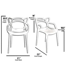 2xhome Modern Dining Chair | Stackable Indoor or Outdoor Entangled Side Chair | Weather Resistant Plastic for Kitchen, Patio, Restaurant, Yard, Porch, Balcony (Set of 6, Gray)