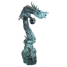 Design Toscano Dragon with Oriental Power Orb Bronze Garden Statue Two Tone Bronze & Verdigris