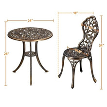 DUYHBAWRS 3 Piece Patio Bistro Table Set Bronze Camping Sedentary Outdoor Dining Furniture