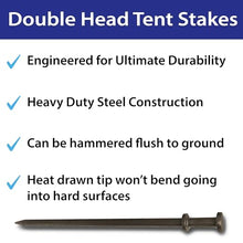 Moose Supply Double Head Heavy Duty Steel Tent Stakes 40 Inch 50-Pack
