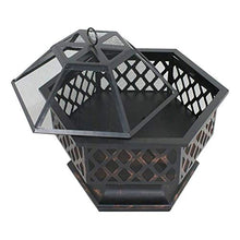 SLGGPJBU Outdoor Fire Pits Portable Metal Fire Pit Hexagon Design Fireplace Stove, with Mesh Screen Cover Fireplace Stove Wood Burning, for Picnic Bonfire Patio