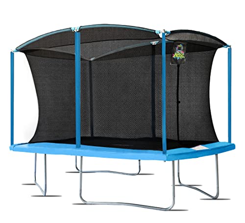 Upper Bounce Rectangular Trampoline with Enclosure Cyan Blue