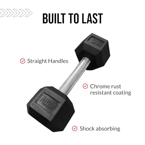 Mayhem Strength Rubber Hex Dumbbells 210lb Set Black