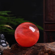 FOTCFATEV Melting Red Crystal Ball with Stand, Stone Decorative Sphere Figurines,Home Office Decor Gift,Polished Divination Orb,180mm