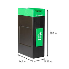Avante™ Series Made in The USA, Black Compost Container, 30-Gallon Narrow, Green Compost Panel, Green Lid, Open Top, Liner Included