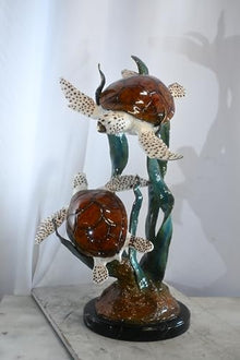 NIFAO Sea Turtle, Marine Life Medium Bronze Statue, 17" L x 18" W x 33" H