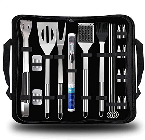 20 PCS BBQ Grill Accessories Tools Set,Stainless Steel Grilling Tools,Barbeque Grill Accessories for Outdoor with Thermometer Storage Bag,for Picnic Bonfire,Backyards Garden Easy to Carry