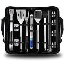 20 PCS BBQ Grill Accessories Tools Set,Stainless Steel Grilling Tools,Barbeque Grill Accessories for Outdoor with Thermometer Storage Bag,for Picnic Bonfire,Backyards Garden Easy to Carry