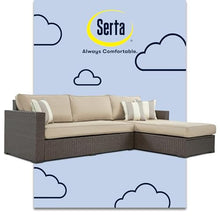 Serta Laguna Brown Wicker Outdoor Storage Sectional Sofa, Patio Furniture Set with Beige Cushions for Backyard or Deck