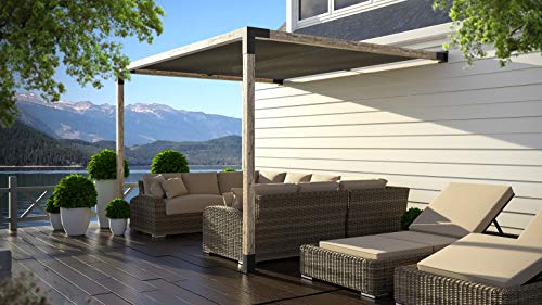 TOJAGRID Wall Mount Pergola Kit with Shade SAIL for 4x4 Wood Posts 10x10 Black