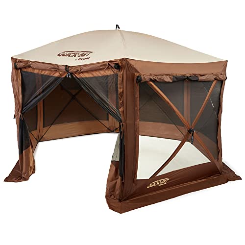 CLAM Quick Set Pavilion Portable Pop Up Outdoor Gazebo Tent with Tarp Cover Tan