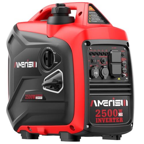 AMERISUN 2500W Portable Gas Inverter Generator, Quiet with CO Sensor