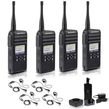 Motorola Solutions DTR700 Digital 2-Way Radio with 4 x HKLN4604 PTT Earpieces Black