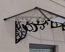 Palram - Canopia Lily 12' x 3' Victorian Door/Window Awning, Black/Clear