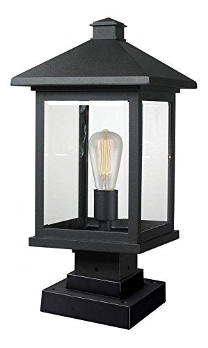 Black Portland 19.5" Tall 1 Light Outdoor Lantern Pier Mount Light