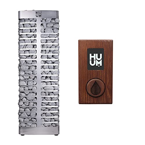 HUUM Steel 10.5 kW Sauna Heater with UKU WiFi Control (Wood), 330 pounds of Rounded Olivine Stones Included (for saunas up to 600 cu ft.)