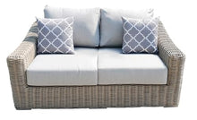 Teva Furniture Tulum Two-Tone Loveseat Beige Silver Cushions