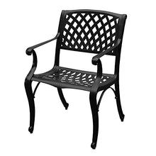 Oakland Living Modern Ornate Outdoor Mesh Aluminum 84-in Large Black Rectangular Patio Dining Set with Two Lazy Susans and Eight Chairs