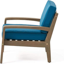 roomfitters Grenada Acacia Wood Outdoor Club Chairs, Set of 4, Luxury Deep Seated Patio Armchairs, Modern UV-Resistant Garden Lounge Set