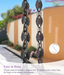 LZPHGB Metal Non-Rusting Rain Chain for Effective Eaves Drainage, Decorative Water Catcher Alternative to Downspouts, Enhances Porch Aesthetics,Black-7m (23ft)