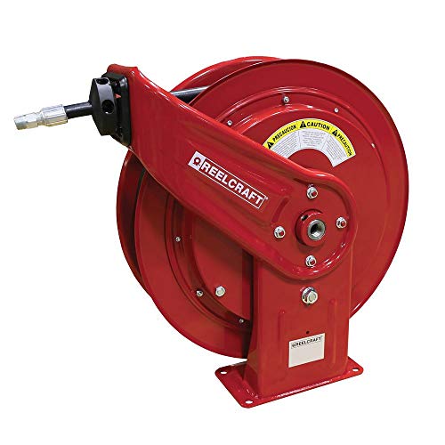 Reelcraft HD76075 OMP Heavy Duty Spring Retractable Hose Reel, 3/8" x 75', 2600 Psi, Oil Hose Included