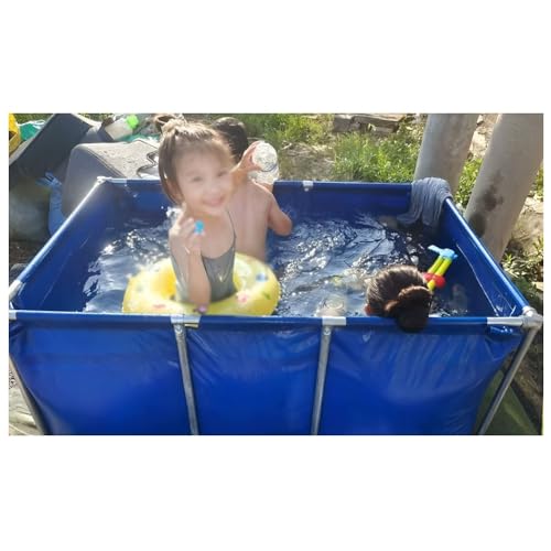 Zfmnoyev Pools Above Ground, Foldable PVC Fish Pond with Steel Frame, Backyard Aquarium Pool Pond with Drain Valve, Outdoor Water Storage Tank, for Camping Garden Deck(1x1x0.5m)