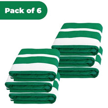 Superior Cabana Cotton Lounge Chair Cover, Outdoor Towel/Chaise Furniture Covers, Terry Cloth, Beach, Spa, Swim Accessories, Pool Chair Cover, Soft, Quick Drying, 32" x 102", Set of 6, Dark Green