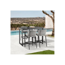 Armen Living Palma Outdoor Patio 5-Piece Bar Table Set Black with Grey Cushions