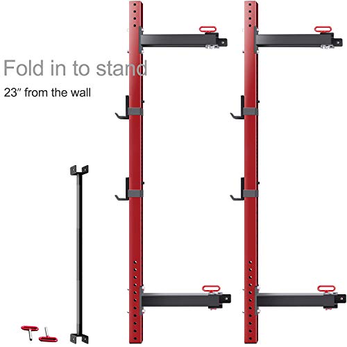 CUAUC Wall Mounted Folding Squat Rack Red