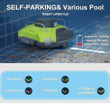 Cordless Automatic Pool Cleaner, 90 Mins Runtime with Dual-Motors for Powerful Suction, Self-Parking Design for Above Ground Flat Pools
